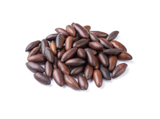 A group of baru nuts isolated over white background