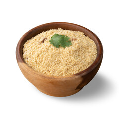 Farofa, typical brazilian manioc flour side dish, isolated over white background