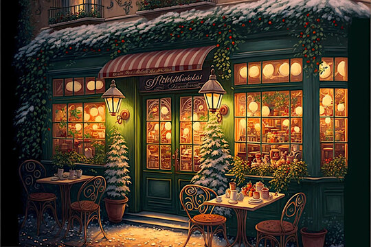 Cozy cafè good relaxation paintings.