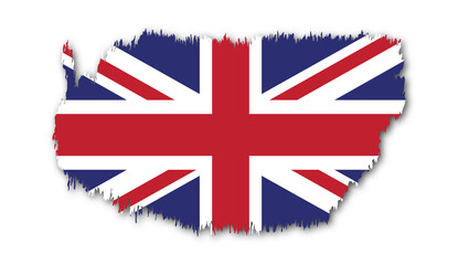 Flag of UK design template. Heart and brush stroke. United Kingdom, Union Jack.