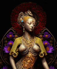Zen, buddhist, general spiritual asian female figure. - obrazy, fototapety, plakaty