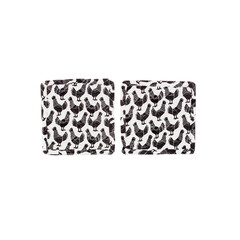 top view black white towel pattern isolated on white background.