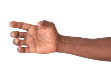 Hand holding a virtual big object isolated on transparent or white background	