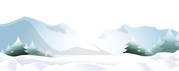 Illustration  montagnes enneigées sur fond transparent