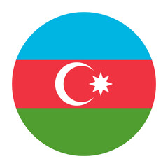 Azerbaijan Flat Rounded Flag with Transparent Background