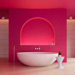 Viva Magenta bathroom interior color of the year 2023 - 3D rendering interior - 553239102