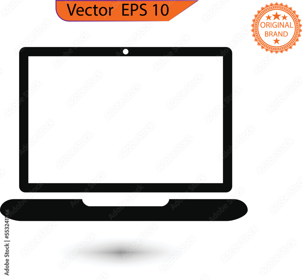 Wall mural laptop icon with responsive design for apps and websites. computer monitor icon. flat pc symbol. vec