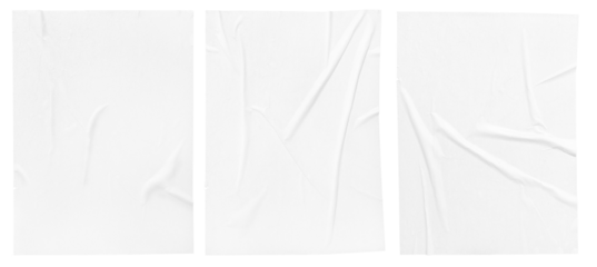 White paper wrinkled poster template isolated