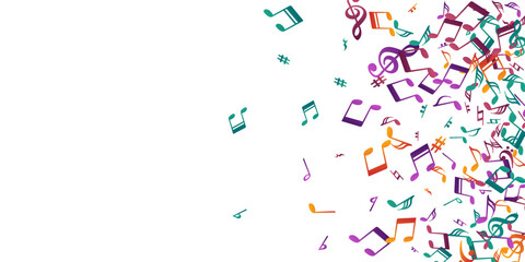 Musical notes flying vector illustration. Sound