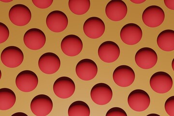 Top view of red balls pattern on isolated orange background.3d rendring background
