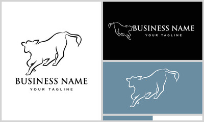 line art cattle logo template