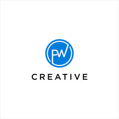 creative initial letter PW logo design with circle concept