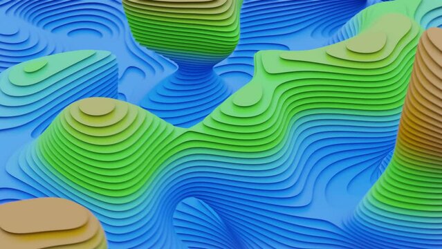 A seamless loop of a layered abstract 3D landscape animation, evolving and dissolving.