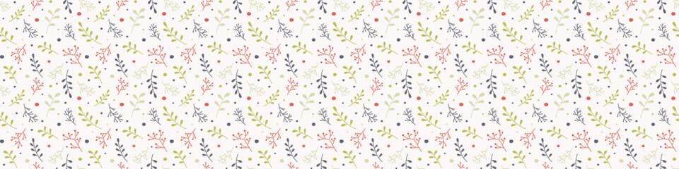 Christmas background with floral concept. Xmas seamless wallpaper. Banner. Vector