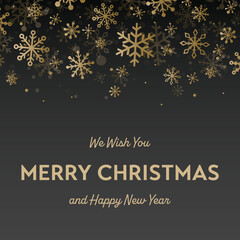 Fototapeta na wymiar Christmas card with golden snowflakes. Vector illustration