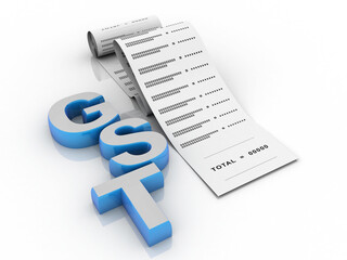3d rendering GST Tax India with computer bill