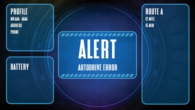 abstract background of futuristic autodrive error vehicle car hud ui screen