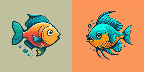 Fototapeta premium cute fish in cartoon vector illustration sea animal for logo icon or mascot