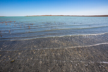 Lake Alakol autumn landscape. Beautiful place in Kazakhstan