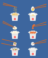 This is a traditional asian food in a paper box.