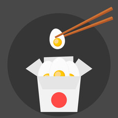 Asian traditional chinese food in paper container.