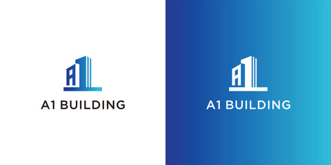 letter A1 logo design inspiration. building architecture logo - obrazy, fototapety, plakaty