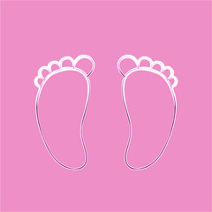 Vector isolated illustration of baby feet with neon effect.