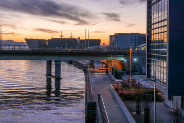 Beautiful promenade of the city of Dundee in Scotland, cityscape