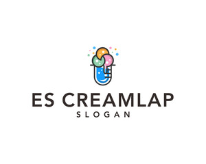 ice cream lab logo can be used for company and industry