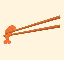 These are chopsticks and fish. Asian food