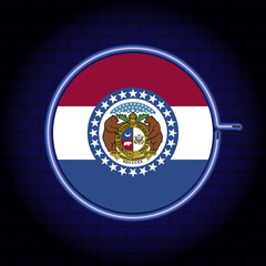 Neon flag of the state of Missouri. Vector illustration.