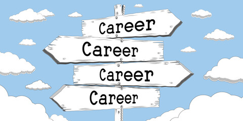 Career - outline signpost with four arrows