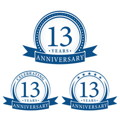 13 years anniversary logo collections. Set of 13th Anniversary design template. Vector and illustration.