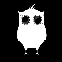 A creative logo for a coffee shop with the silhouette of an owl and eyes from mugs of black coffee with foam. Marketing material, banner concept for a website, template menu cover.