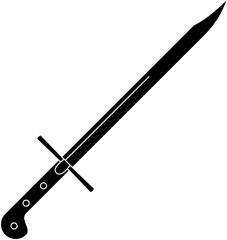 Single black big war messer flat vector illustration