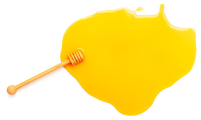 Sweet  honey  isolated on white background. Top view. Honey nectar flat lay