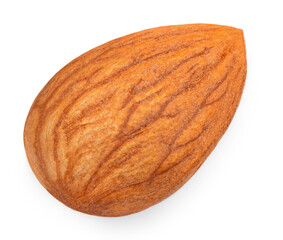 Almonds isolated on white background. Almond nut collection .