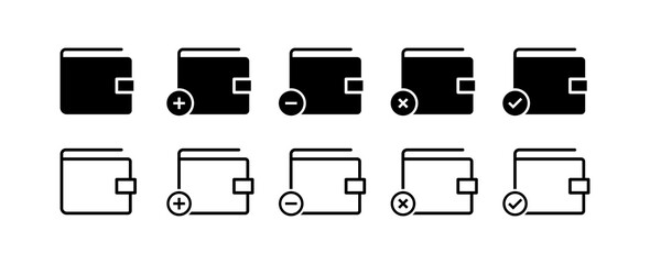 Purse flat and line icon set. cash, electronic money, currency, business, investments, internet banking, cryptocurrency. investment concept. Vector flat and line icon on white background