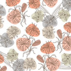 Abstract minimalist hand drawn illustrations boho background printable, modern boho pattern floral vector design for wallpaper, cover, fabric, interior decor isolated and editable