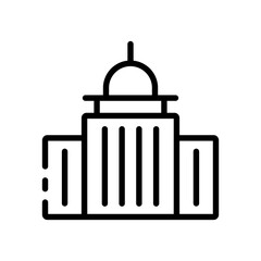 Capitol building line icon. Building, classic, design, construction, construction, hiking, travelling, tourism, excursions. Architecture concept. Vector black line icon on a white background