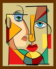 Colorful background, cubism art style,abstracts portraits - 553248990