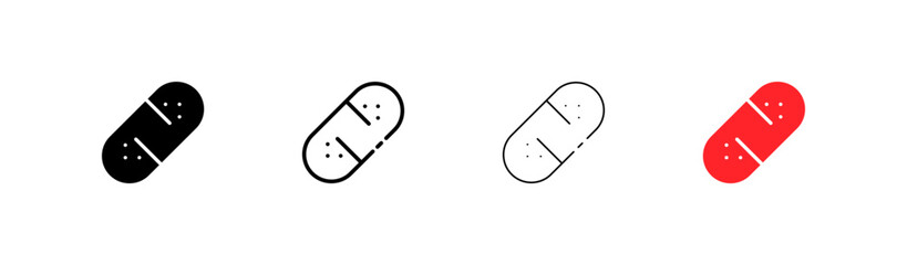 Band-aid flat and line icons set. Disease, immunity, thermometer, doctor, patient, prescription, treatment, drugs, recommendations, advice. health concept. Vector flat icons on white background