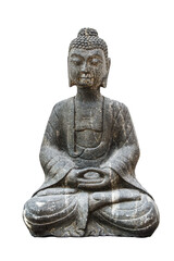 Stone sitting Buddha statue isolated on transparent background