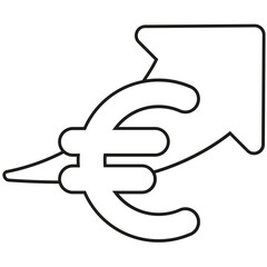Euro valor con flecha hacia arriba. Moneda