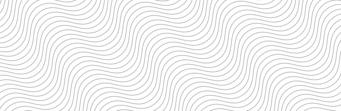 Curved wave lines pattern on white background. Diagonal wave striped lines pattern for backdrop and wallpaper template. Simple curved grey lines with repeat stripes texture. Striped background, vector