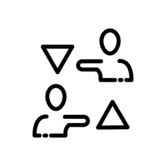 people line icon. Interlocutors, arrows, communication, conversation, dialogue, conversation, meeting, chatting, negotiations. communication concept. Vector black line icon on white background