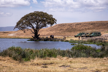 Ngorongoro pond in the middle of the crater. Tanzania Africa