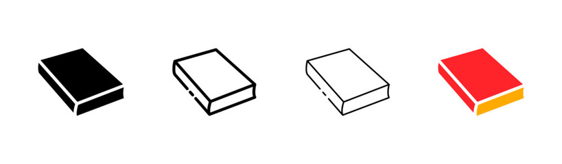 Books flat and linear icon set. Book, printed edition, study, knowledge, education, school, student, work. knowledge concept. Vector flat and black line isolated on white background