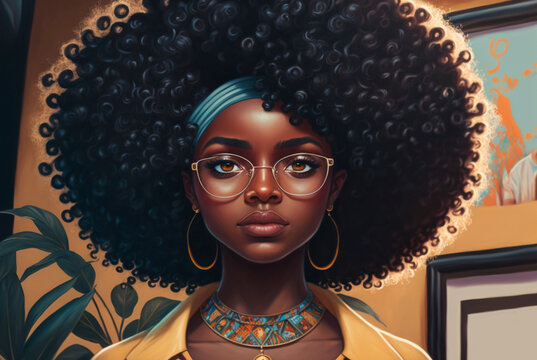 Generative AI portrait of confident and strong black woman.