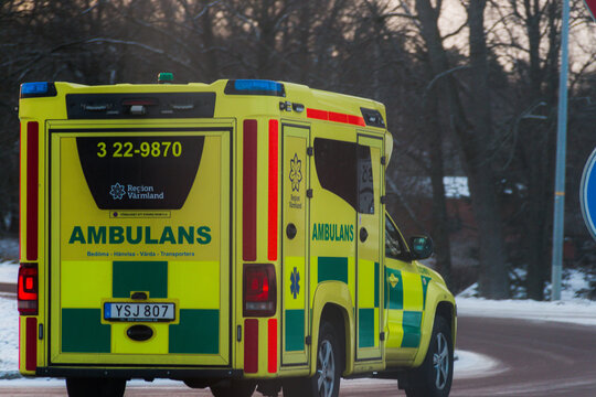 2022-10-10, Storfors, Vaermland,Sweden,Ambulance vehicle on the way to action